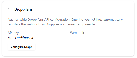 Dropp.fans section in Account settings