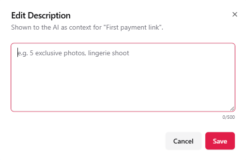 Editing a Dropp link description