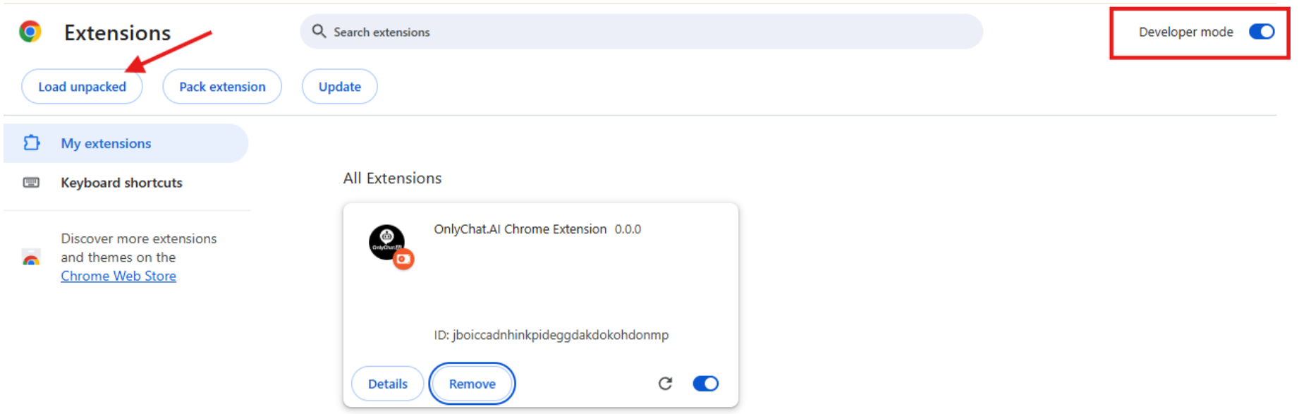 Load unpacked extension
