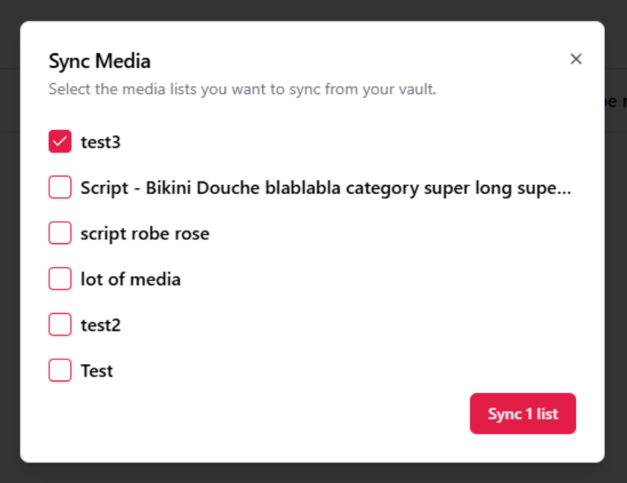 Select media list