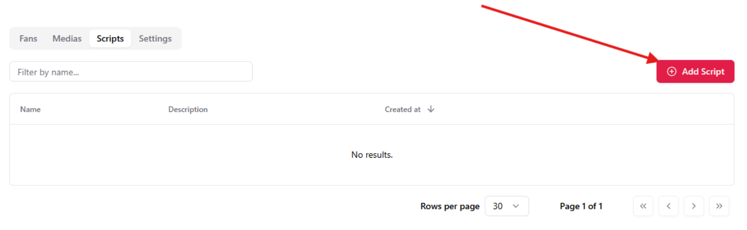 Add Script button