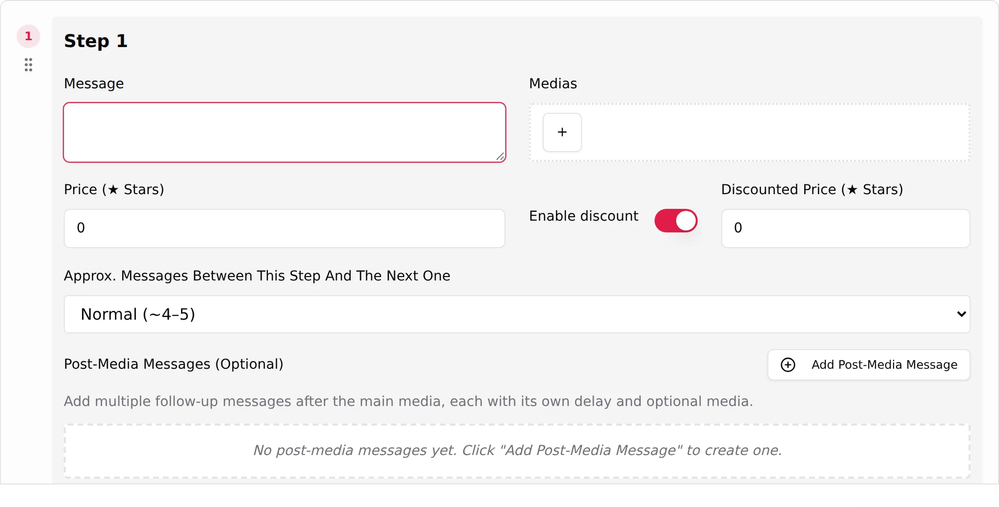 A step card in the Telegram script editor