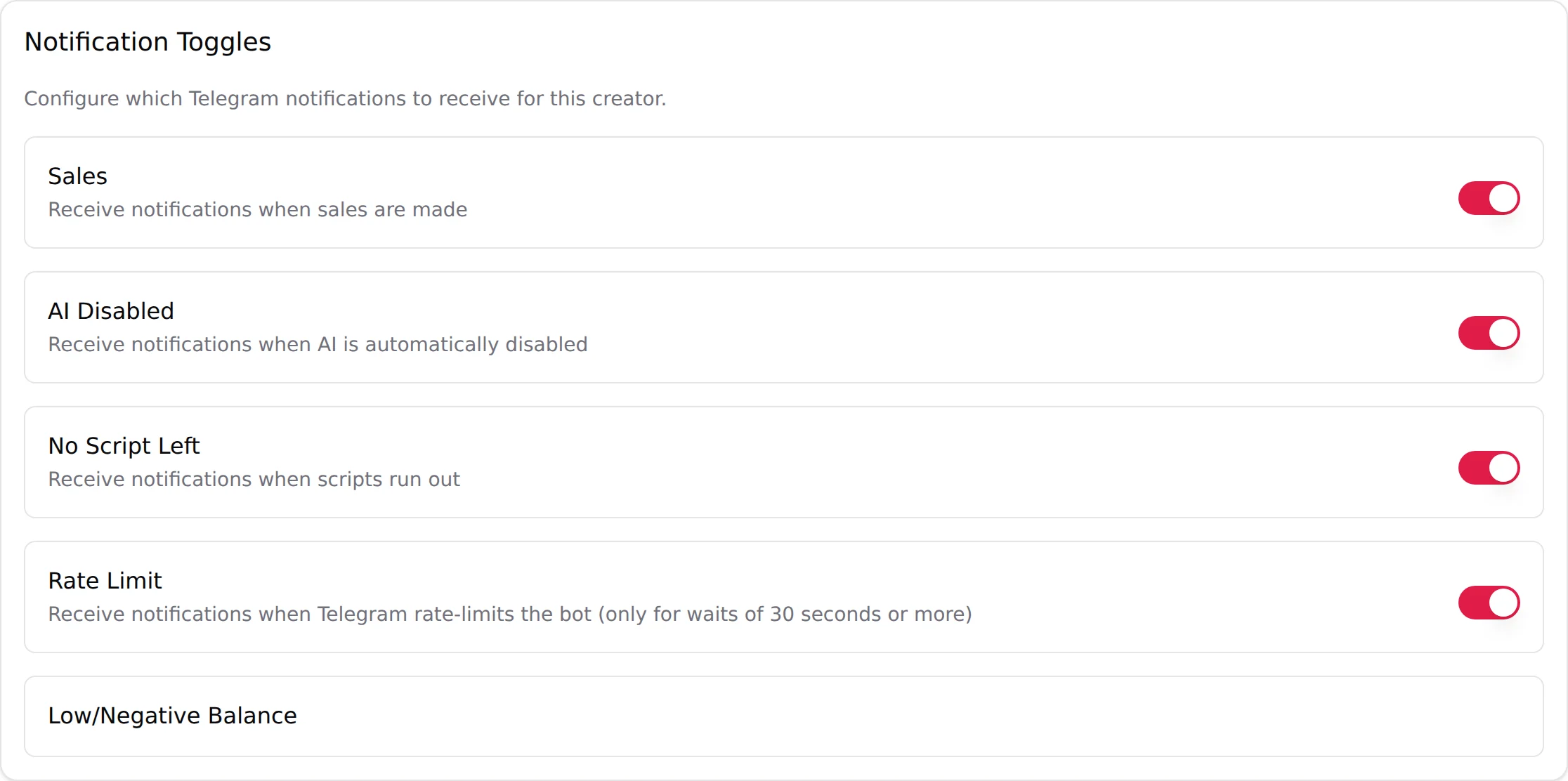 The five rows of the Notification Toggles card