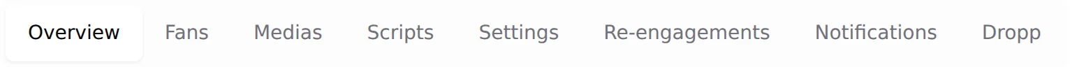 The eight tabs of the Telegram workspace